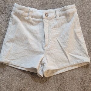 High Waist Cream Corduroy Shorts